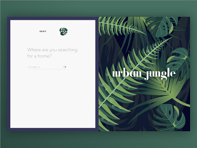 Urban Jungle design form illustration landing on boarding plants real estate urban