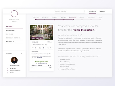 Home Buying App dashboard data visualization design side nav step form ui ux