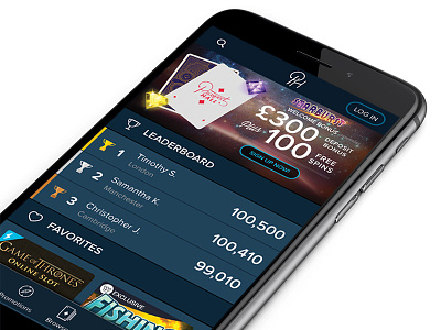 Prospect Hall casino leaderboard mobile responsive web ui design