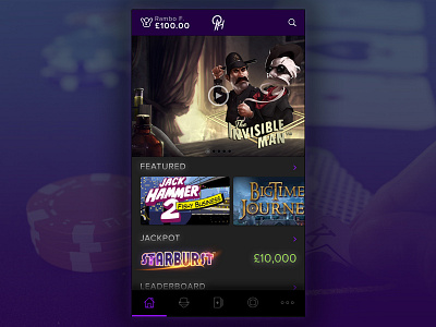 Prospect Hall Casino app browse casino featured gambling games jackpot mobile design real money gambling ui visual design