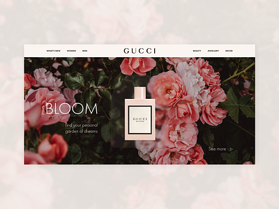 GUCCI bloom concept concept design first screen gucci landing page promo landing webdesign