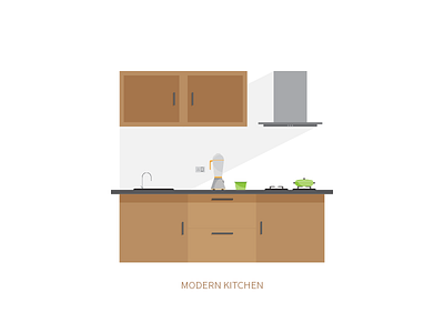 Modern Kitchen design flat illustrator kitchen minimal modern photoshop