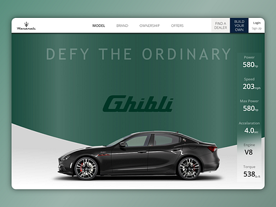 Maserati Ghibli adobe xd branding design landing page product marketing ui ui design uiux web design website design