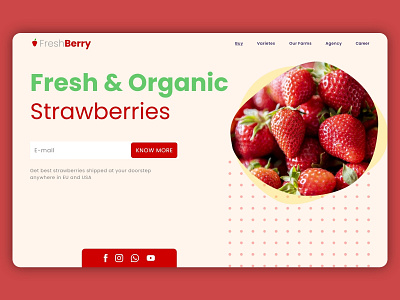 FreshBerry Strawberries adobe xd artwork branding design landing page product page ui website website design