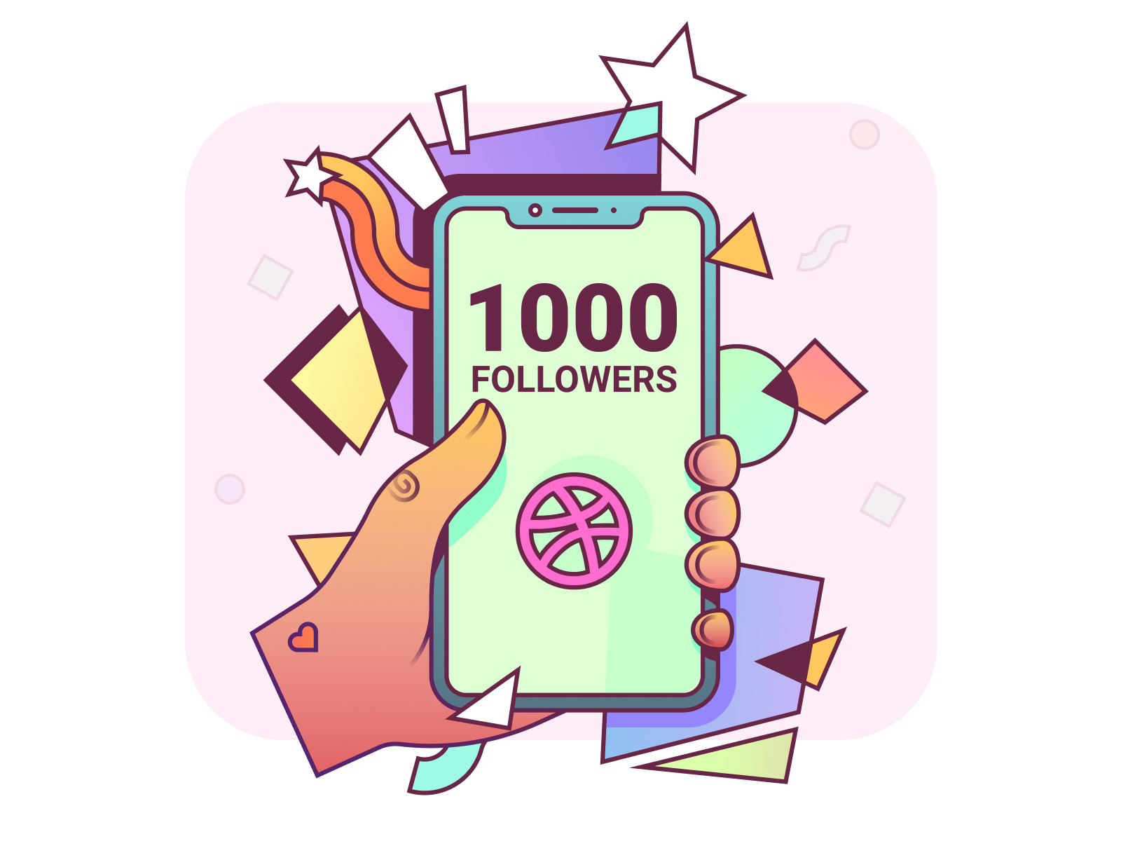 1000 Followers 1000 art design followers illustraion illustration vector