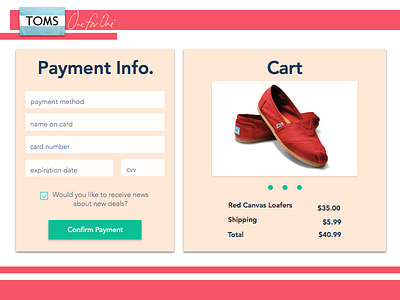 UI TOMS Check Out checkout interface toms ui user interface ux