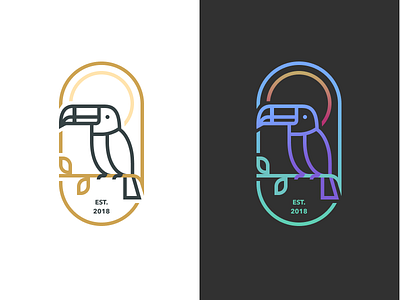Toucan bird design emblem illustration line logo mark toucan vector