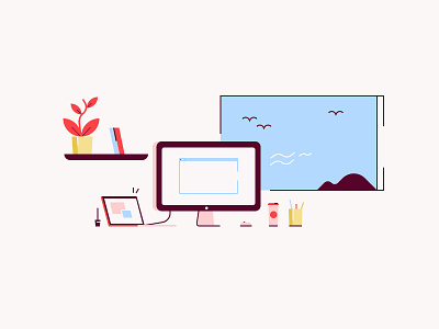 Desk Top art desk illustration mac vector