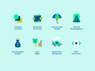 Environmental Social Governance (ESG) initiative icon set branding icon set iillustration