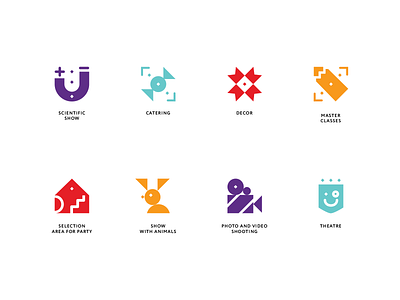 Icons set for identity children's event agency MiMiDomik