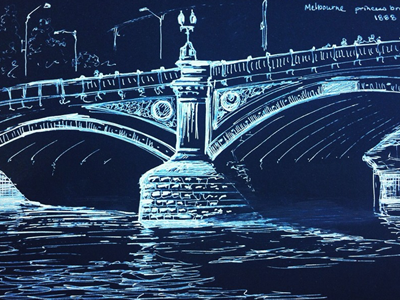 Melbourne Princess Bridge ink melbourne pen sketch