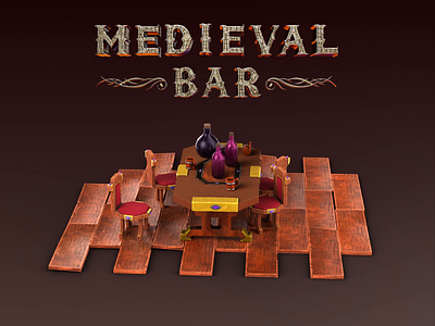 3D Medieval Bar 3d 3d animation 3d art 3d game asset 3d model animation chair chairs game game asset game interior gaming interior medieval bar model