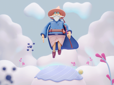 Wizard 3D 2d 3d 3d character 3d illustration blender character color design harry porter illustration isometric lowpoly wizard