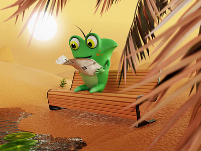 Frog 3D 2d 3d 3d character 3d illustration animation blender character character design color cute frog design illustration isometric lowpoly