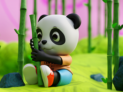 Panda 3D character 2d 3d 3d character 3d illustration blender character character design color design illustration isometric lowpoly