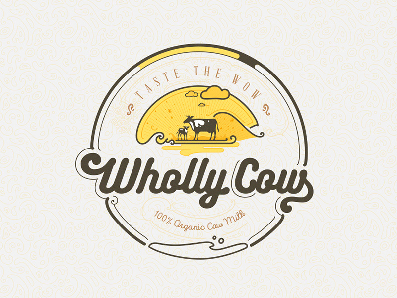 Wholly Cow - Taste the Wow Identity Design identity logo wholly cow milk dairy organic taste wow farm fresh india