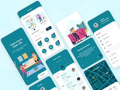 Home Cleaning App Design app design branding design figam figma ui design graphic design home cleaning app design illustration logo mobile app ui mobileappdesign ui ui design uiux uiux design ux ux design