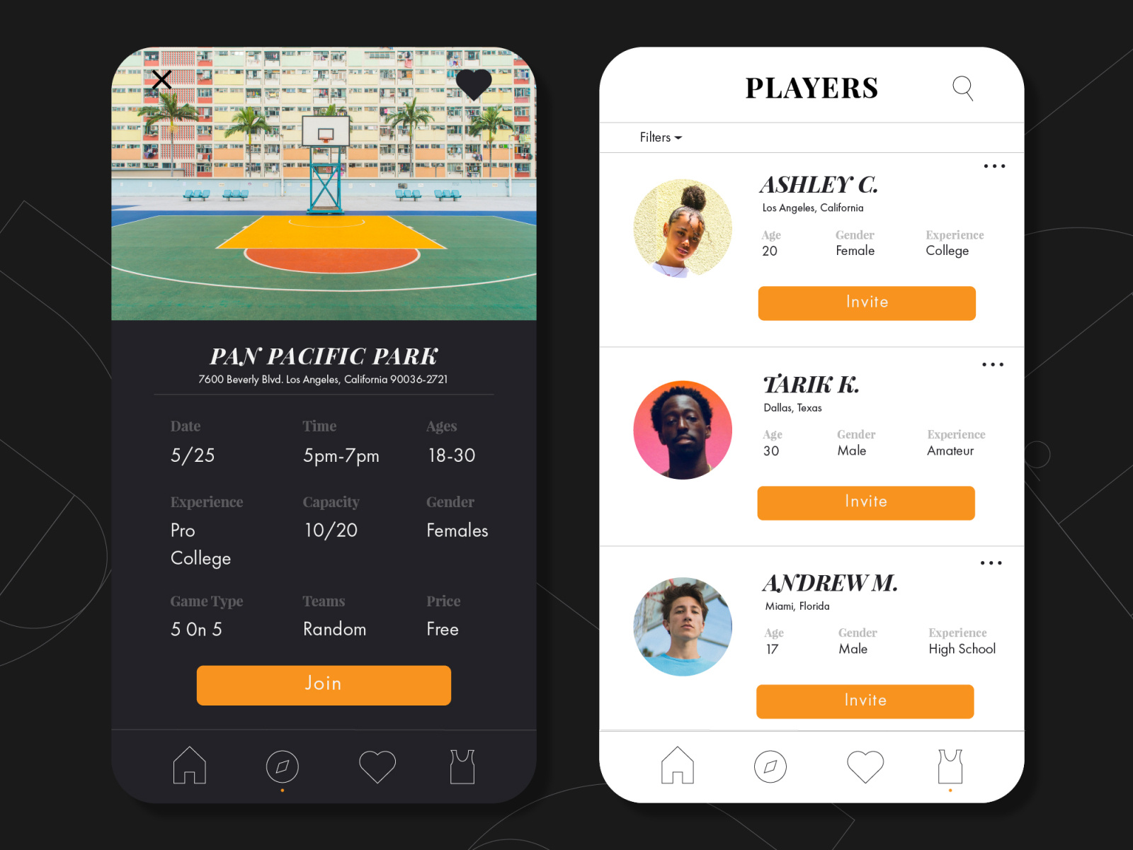 Pick Up Basketball App by Danielle Strange Wolf on Dribbble
