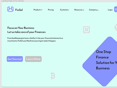 FinSel aesthetics app design finance fintech landing page startup typography ui ui design ux ux design vector website website design