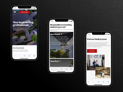 Roofing website mobile landing clean construction construction business cta figma hero home house ios iphone landing layout mobile mobile ui mockup roof roofing ui ux web