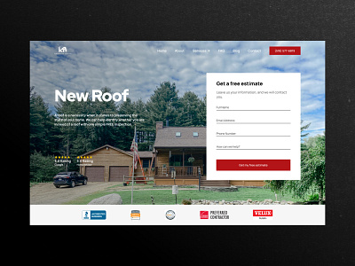 New Roof landing page clean construction cta design figma form hero interface landing landing page layout minimal roof roofing ui ux web web design