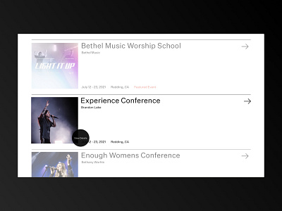Bethel Music Event Page Prototype artist band bold branding church clean concert design event events figma gathering landing landing page minimal music ui ux web worship