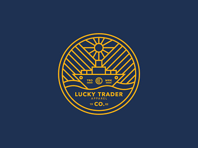 Lucky Trader apparel badge co illustration lines logo lucky ship sun trader water