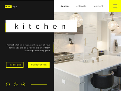 Indie Zign color design figma interior kitchen real estate ui yellow