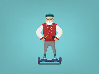 Old / young man character flat flat design illustration old postcard young