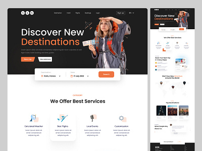 Landing Page Design For Travel Agency branding design graphic design landing page design logo travling web design trending design trends ui ux vector webdesign