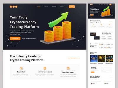 Cryptocurrency Landing Page Design 3d animation branding crypto landing page graphic design illustration logo motion graphics trending trending design ui ux webdesign