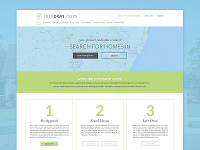 Letsown Home Page course design homepage homes real estate responsive ui website