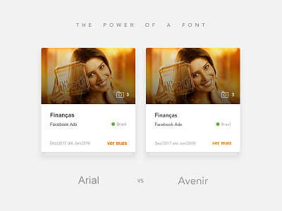 Font Comparison arial avenir cards comparison font