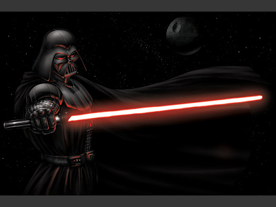 Darth Vader darth death illustration jedi light painting saber star vader wars