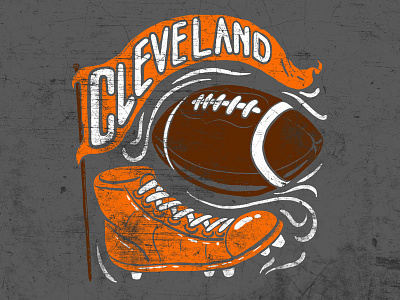 Cleveland Football Vintage Boot banner boot browns cle cleats cleveland football illustration vintage
