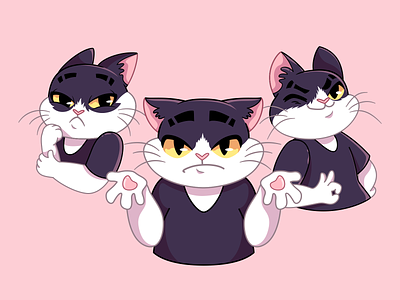 Cat stickers cat character character design illustration kitten sticker sticker developing sticker pack