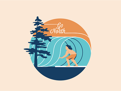 Go North Series canada design fresh water graphic design great lakes illustration manitoulin island nature pine tree surfing