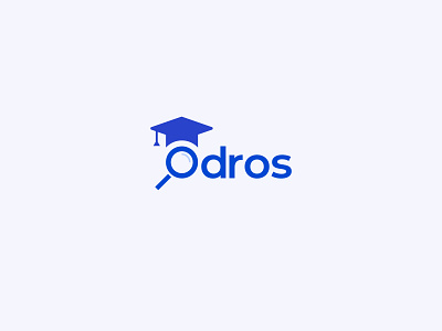 Odros blue branding company creative font icon logo logotype magnifying glass mark search study university логотип