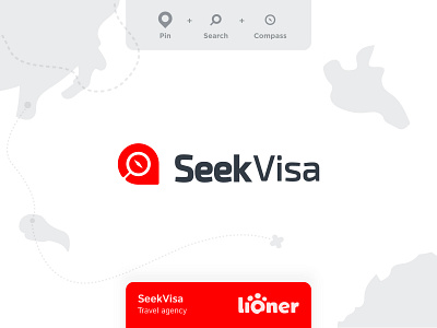 SeekVisa branding compass creative design font icon logo logotype mark pin search tourist travel дизайн логотип