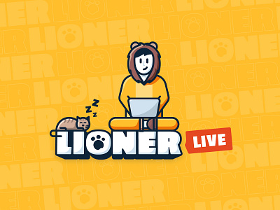 Lioner cat character creative design designer freelancer illustration laptop lion lioner logo logotype work логотип
