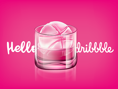 Hello Dribbble dribbble first glass hello ice pink shot