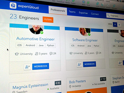 ExpertQloud search professionals cards professionals profile recruitment search startup ui ux web app website