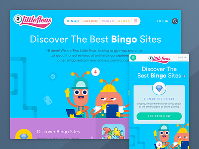 Bingo reviews website - Landing page bingo character fleas home landing mobile responsive ui ux web design website