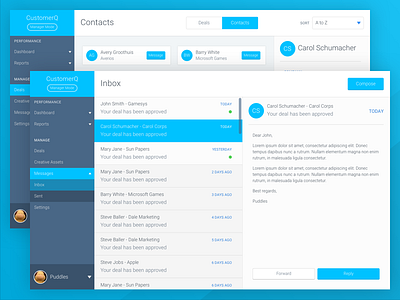 CustomerQ dashboard messages view