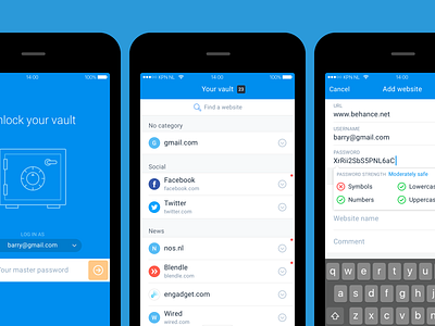 Vaulteq password manager app android app ios netherlands password manager security ui ux