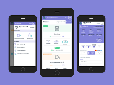 SchoolPay mobile payment screens application dashboard finance form mobile netherlands payment school ui ux
