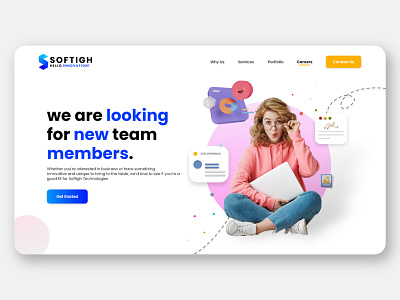 Softigh New Header Design 3d animation app branding design design trends graphic design header illustration logo motion graphics ui ux vector