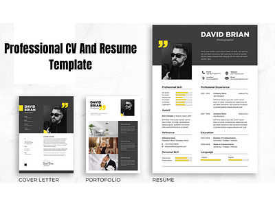 PROFESSIONAL CV AND RESUME TEMPLATE branding business cv design modern resume