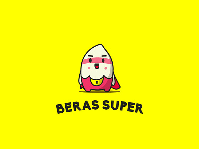 Beras Super character cute design fun hero illustration logo mascot mascot character rice super vector