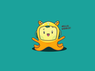 character for Yellowblock alien branding character cute design fun hero illustration mascot mascot character octopus vector